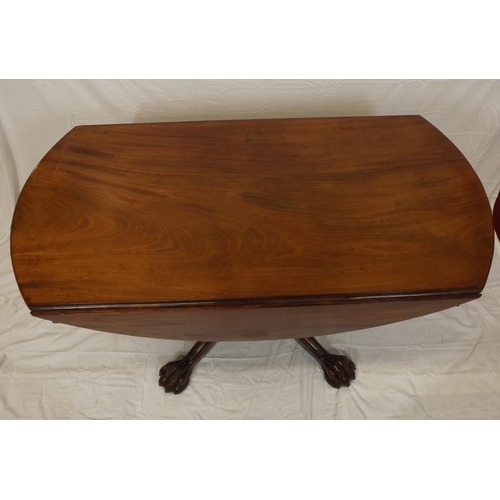 150 - Georgian mahogany dropleaf table with D-shaped drop leaves, pull-out supports, frieze drawer, on tur... 