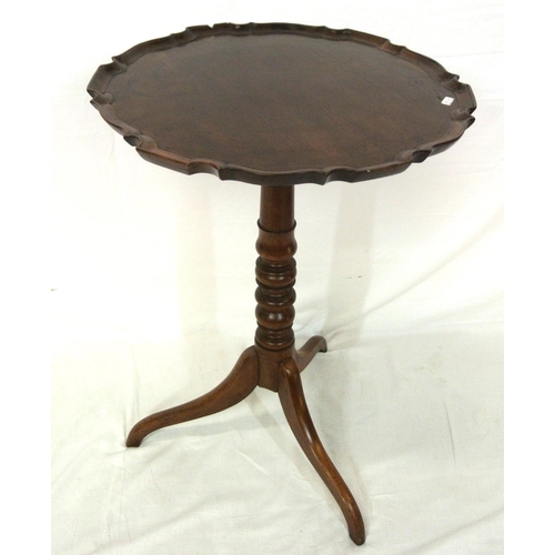 151 - Victorian mahogany round centre or occasional table with raised piecrust border, turned column, on s... 