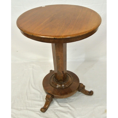 161 - William IV mahogany round occasional table with hexagonal tapering column, with collar, on round bas... 