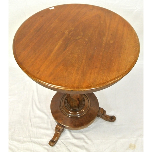 161 - William IV mahogany round occasional table with hexagonal tapering column, with collar, on round bas... 