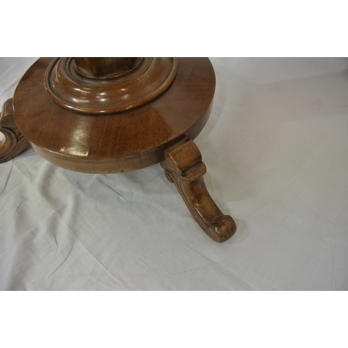 161 - William IV mahogany round occasional table with hexagonal tapering column, with collar, on round bas... 