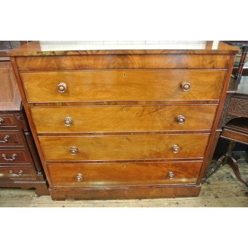 170 - Edwardian mahogany chest of four drawers with bun handles, on plinth