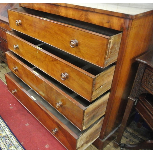 170 - Edwardian mahogany chest of four drawers with bun handles, on plinth