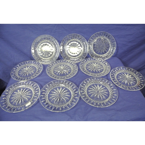 172 - Set of ten Waterford Crystal round plates with faceted decoration