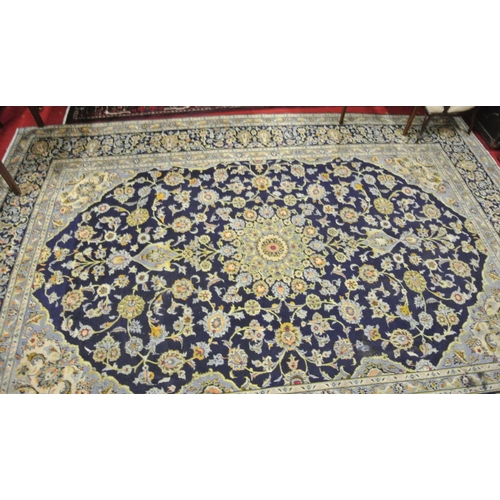 174 - Rich blue ground Persian Kashan carpet traditional floral design. 390x285