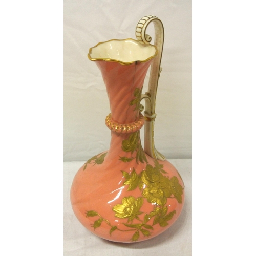 178 - Worcester Royal china works ewer with ornate gilt foliate decoration, shaped handle (f)