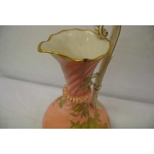 178 - Worcester Royal china works ewer with ornate gilt foliate decoration, shaped handle (f)