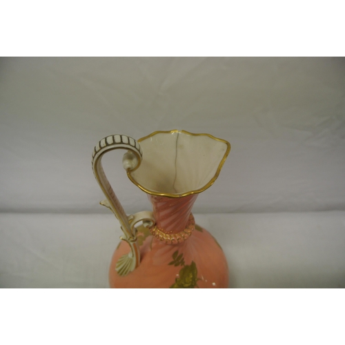 178 - Worcester Royal china works ewer with ornate gilt foliate decoration, shaped handle (f)