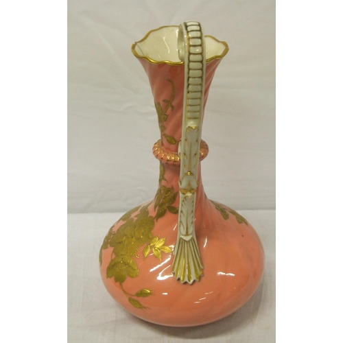 178 - Worcester Royal china works ewer with ornate gilt foliate decoration, shaped handle (f)