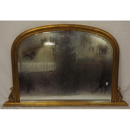 18 - Victorian style gilt framed bevelled glass domed overmantle