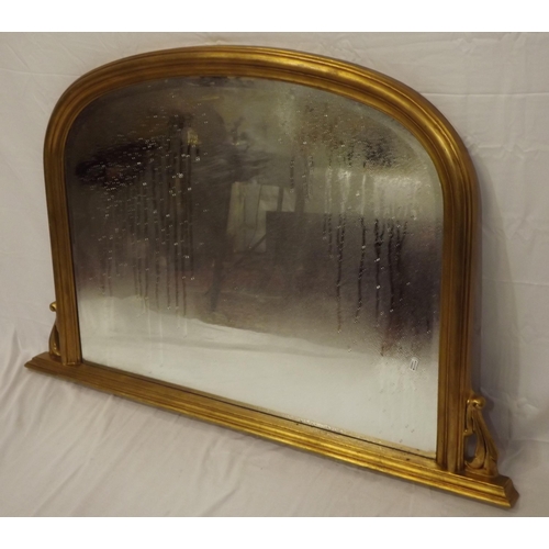 18 - Victorian style gilt framed bevelled glass domed overmantle