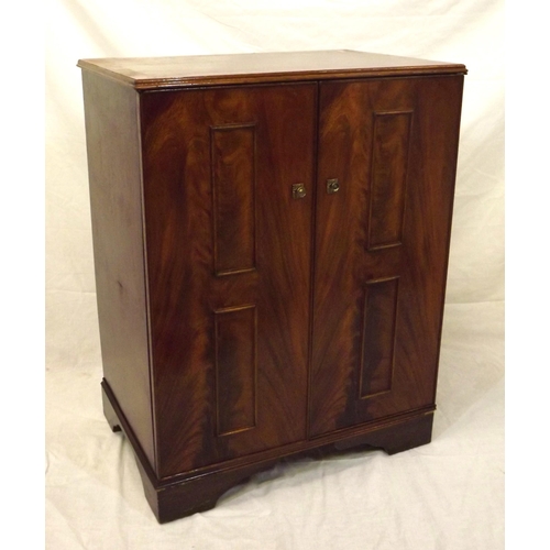 24 - Edwardian style mahogany television cabinet with panelled doors and shelved interior