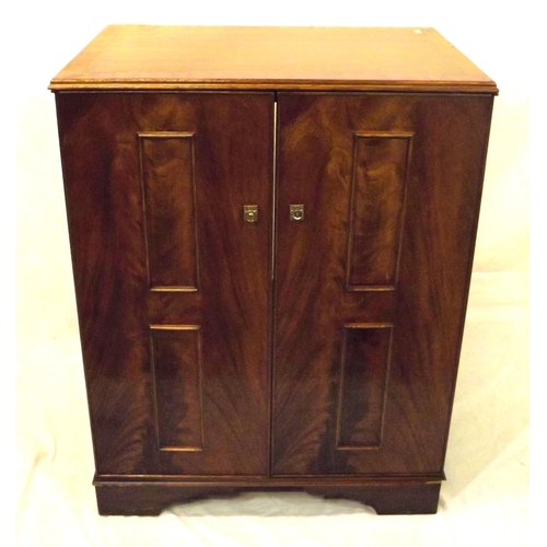 24 - Edwardian style mahogany television cabinet with panelled doors and shelved interior