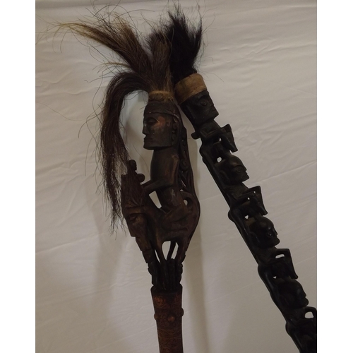 33 - Two African tribal carved ceremonial spears