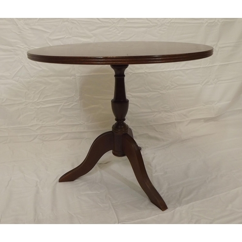 34 - Edwardian inlaid round occasional table, vase turned column, on tripod