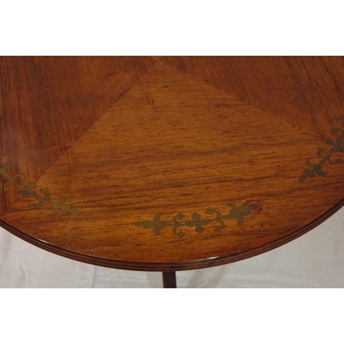 34 - Edwardian inlaid round occasional table, vase turned column, on tripod