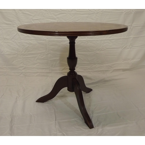 34 - Edwardian inlaid round occasional table, vase turned column, on tripod