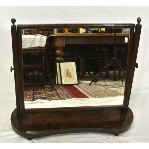 47 - Edwardian mahogany swivel mirror with reeded tapering columns, on kidney shaped base.