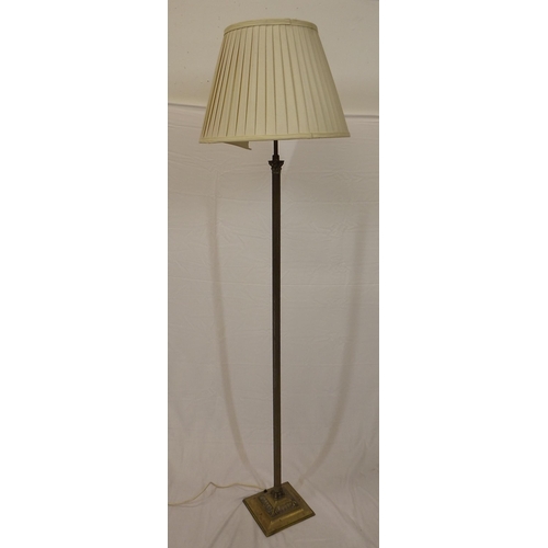 48 - Reeded brass standard electric lamp with raised base