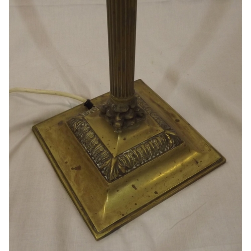 48 - Reeded brass standard electric lamp with raised base