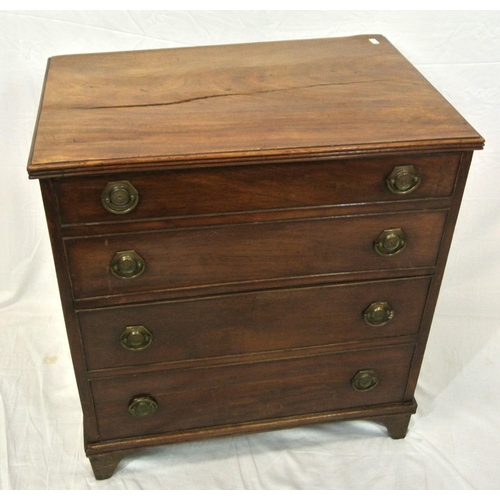 56 - Edwardian mahogany commode chest with drop handles, on bracket feet