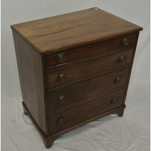 56 - Edwardian mahogany commode chest with drop handles, on bracket feet