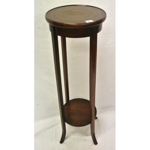 59 - Edwardian round inlaid mahogany two tier plant stand with shaped legs