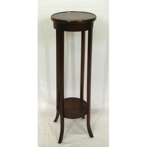 59 - Edwardian round inlaid mahogany two tier plant stand with shaped legs