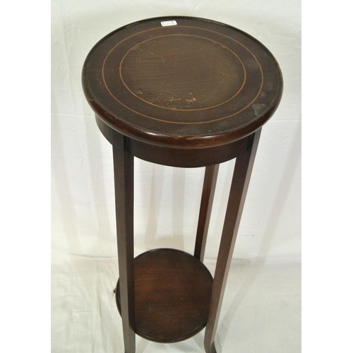 59 - Edwardian round inlaid mahogany two tier plant stand with shaped legs
