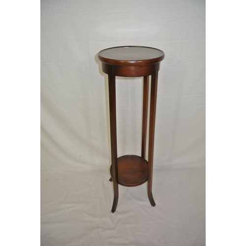 59 - Edwardian round inlaid mahogany two tier plant stand with shaped legs