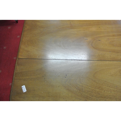 60 - Victorian mahogany library or dining table with lift-up top, round corners, on baluster turned colum... 