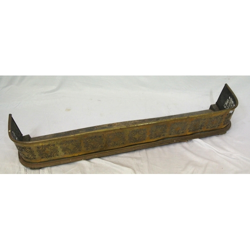 63 - Edwardian brass fender with pierced decoration