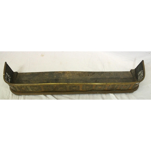 63 - Edwardian brass fender with pierced decoration