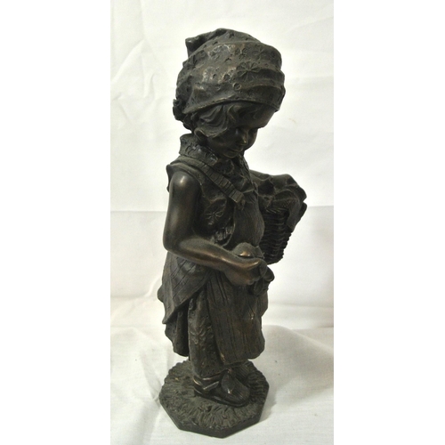 138 - Adonis figure of a young girl with basket, on shaped base