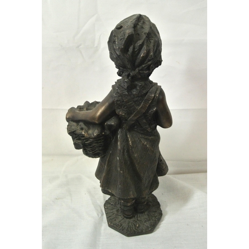 138 - Adonis figure of a young girl with basket, on shaped base