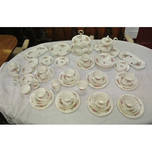 37 - Fifty-two piece Royal Albert 'Moss Rose' design gilt and flower decorated tea service