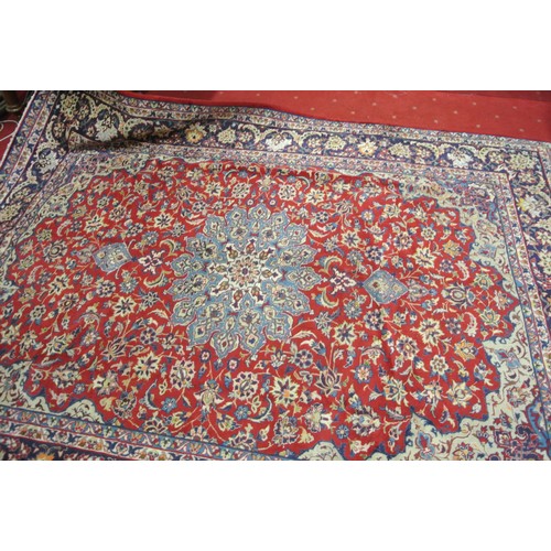 142 - Rich red and blue ground Persian Najafabad carpet fron Isfahan region of Iran 390x300cm