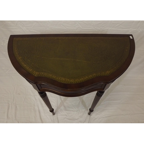 1 - Edwardian style serpentine fronted hall or side table with frieze drawer, on reeded tapering legs