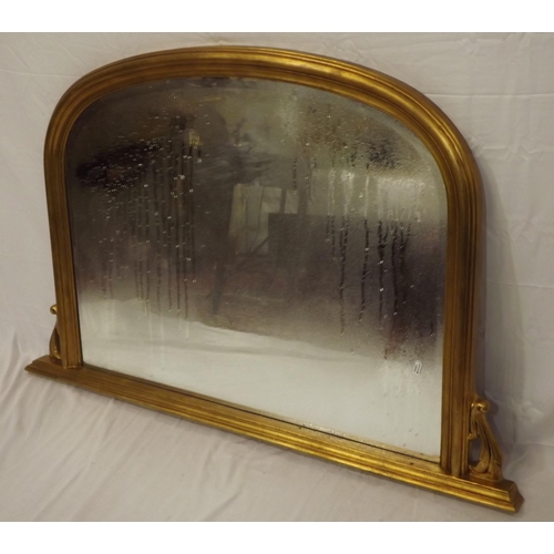 3 - Victorian style gilt framed bevelled glass domed overmantle