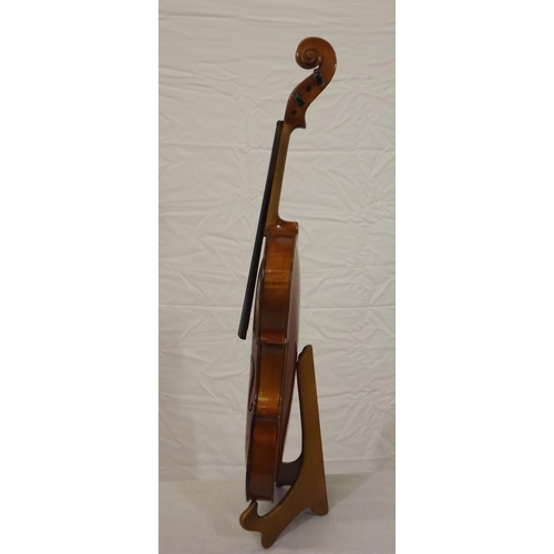 17 - Yew violin with bow in fitted case