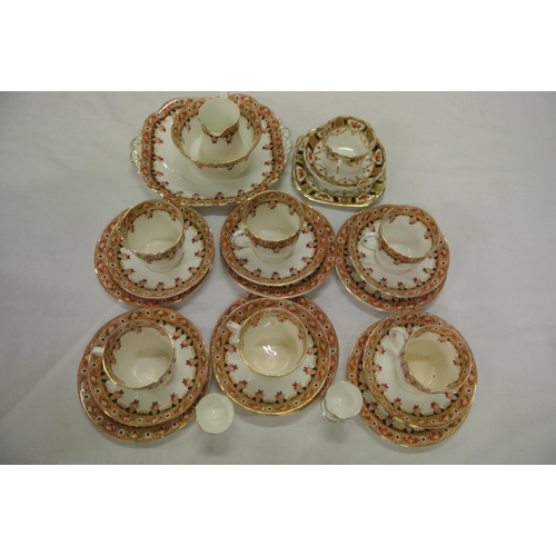 37 - Twenty-four piece Stanley English porcelain tea service with foliate and gilt decoration