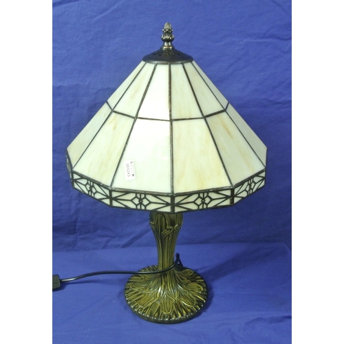 88 - Ornate Art Deco style table lamp with panelled shade and shaped base