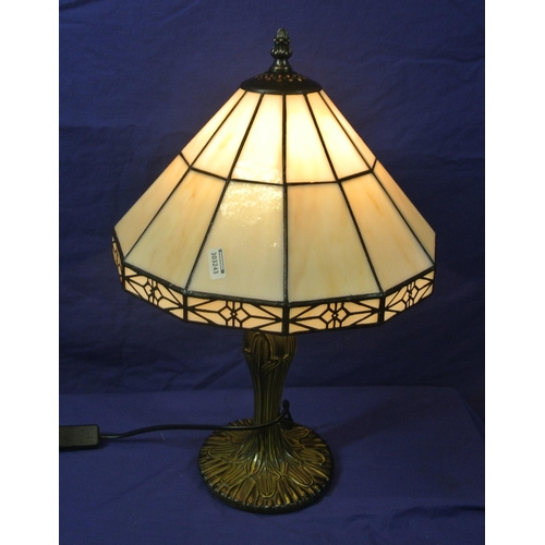 88 - Ornate Art Deco style table lamp with panelled shade and shaped base