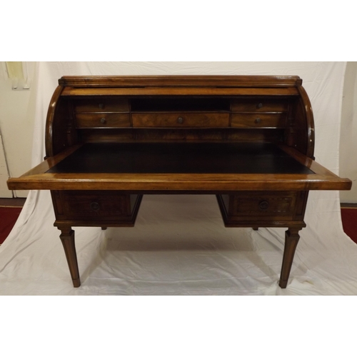 95 - Edwardian mahogany bureau with cylinder drop-down front, interior fitted with drawers, pull-out writ... 