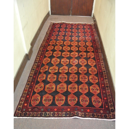 144 - Deep ground Persian Nahavan runner with all over Mahi design 290x131
