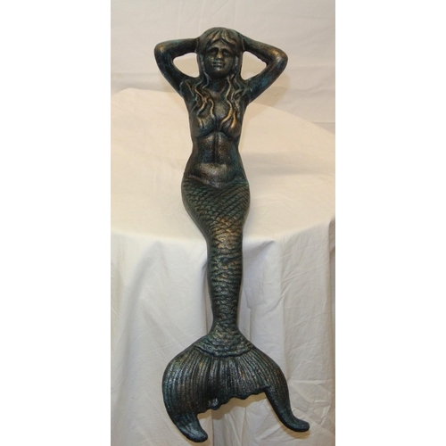 178 - Ornate cast iron ornament of a seated mermaid