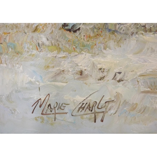 223 - Marie Charles 'Figures on a beach' oil on canvas 60x96cm signed