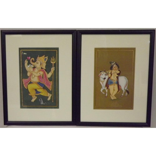 228 - Set of four 'Studies of Deities' watercolours with gilt 22x13cm each