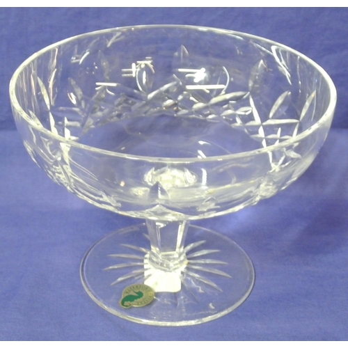 132 - Waterford Crystal cut glass Lismore pattern compote with hexagonal stem and round base