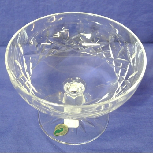 132 - Waterford Crystal cut glass Lismore pattern compote with hexagonal stem and round base